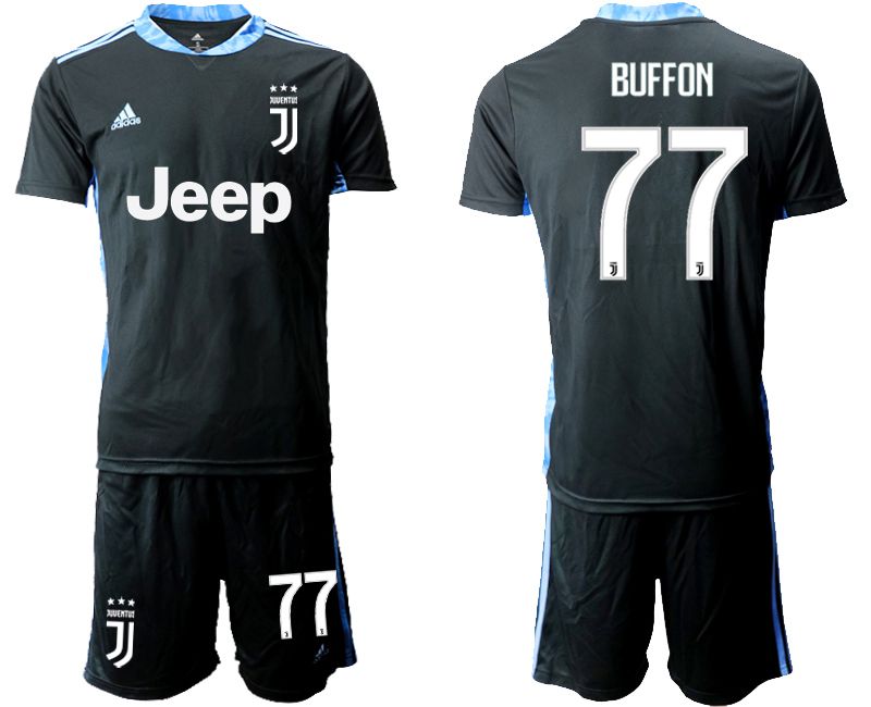 Men 2020-2021 club Juventus black goalkeeper #77 Soccer Jerseys